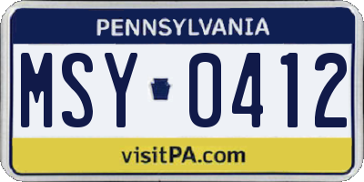 PA license plate MSY0412