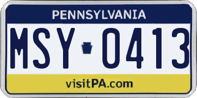PA license plate MSY0413
