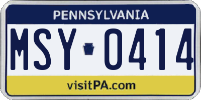 PA license plate MSY0414