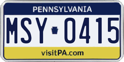 PA license plate MSY0415