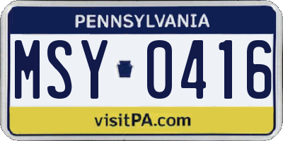 PA license plate MSY0416