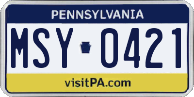 PA license plate MSY0421
