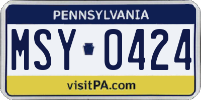 PA license plate MSY0424