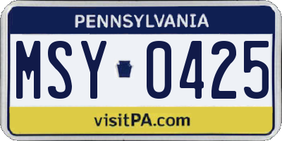 PA license plate MSY0425