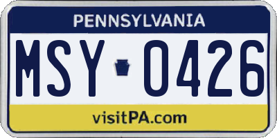 PA license plate MSY0426