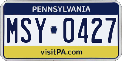 PA license plate MSY0427