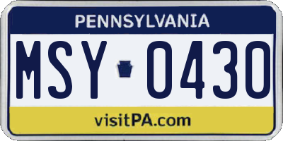 PA license plate MSY0430