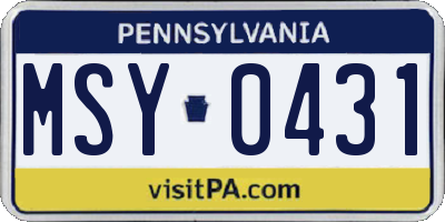 PA license plate MSY0431
