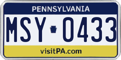 PA license plate MSY0433