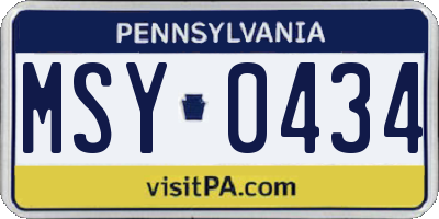PA license plate MSY0434