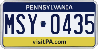 PA license plate MSY0435