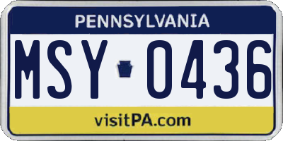 PA license plate MSY0436