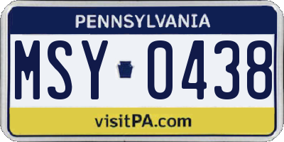 PA license plate MSY0438