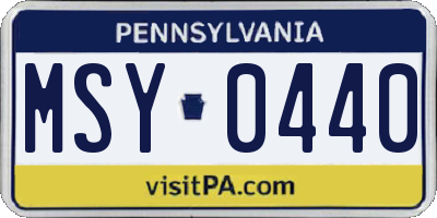 PA license plate MSY0440