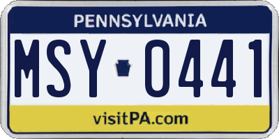 PA license plate MSY0441