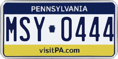 PA license plate MSY0444