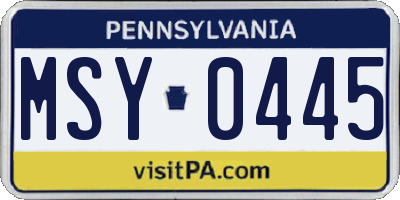 PA license plate MSY0445