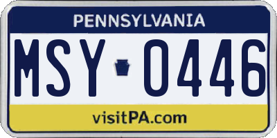 PA license plate MSY0446