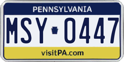 PA license plate MSY0447