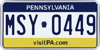 PA license plate MSY0449