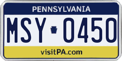 PA license plate MSY0450