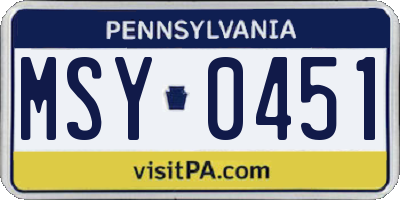 PA license plate MSY0451