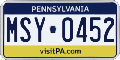 PA license plate MSY0452