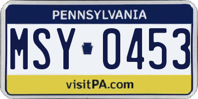 PA license plate MSY0453
