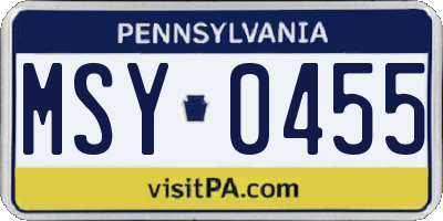 PA license plate MSY0455