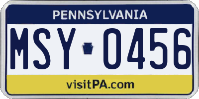 PA license plate MSY0456
