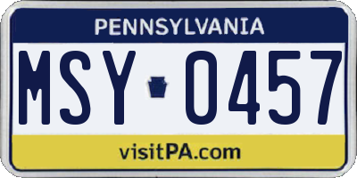 PA license plate MSY0457