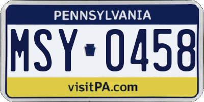 PA license plate MSY0458