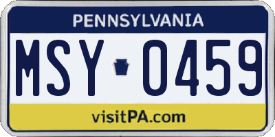 PA license plate MSY0459