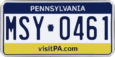 PA license plate MSY0461
