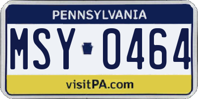 PA license plate MSY0464