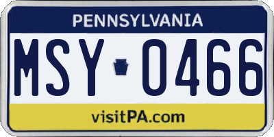 PA license plate MSY0466