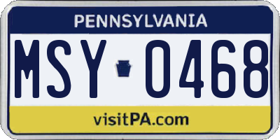 PA license plate MSY0468