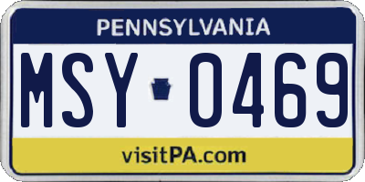 PA license plate MSY0469
