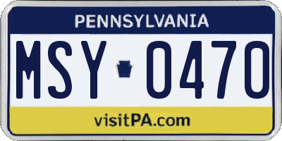 PA license plate MSY0470