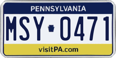 PA license plate MSY0471