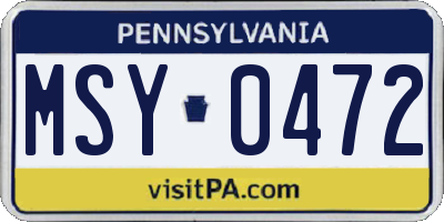 PA license plate MSY0472