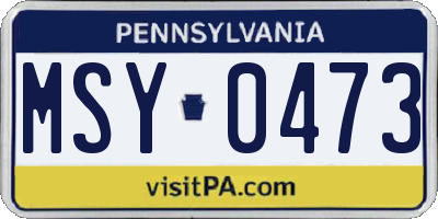 PA license plate MSY0473