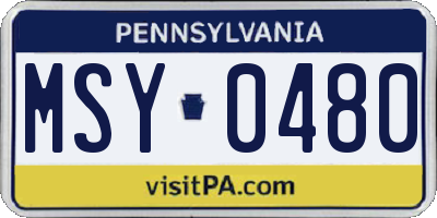PA license plate MSY0480