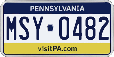 PA license plate MSY0482