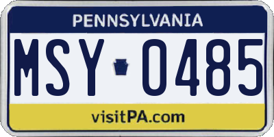 PA license plate MSY0485