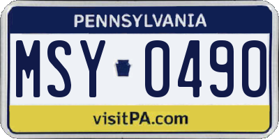 PA license plate MSY0490