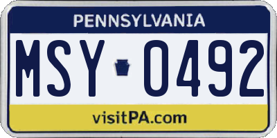 PA license plate MSY0492