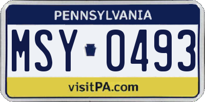 PA license plate MSY0493