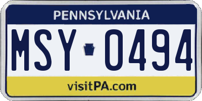 PA license plate MSY0494