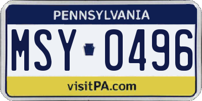 PA license plate MSY0496